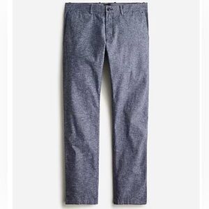 ⚓️ J.Crew NWOT Mens 484 Slim Chino Pants in Stretch Linen Blend Slub Cotton Blue